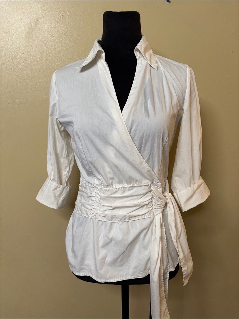 Charlotte Russe White Wrap Style Tie Blouse
